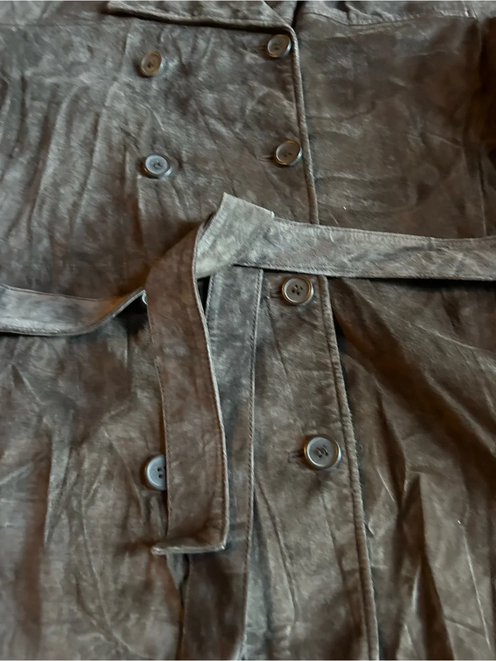 Modern Essentials Brown Genuine Suede Leather Trench Coat Women’s XL Belted - Picture 6 of 9